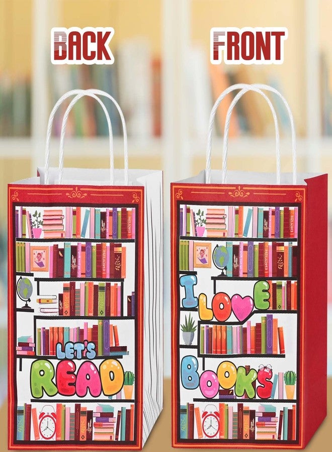 Bolsome 24 Pcs Books Reading Paper Gift Bags Back to School Read Goodie Bags with Handles for Book Lover Book Club Book Reading Themed Party First Day of School Party Decorations Supplies - Image 4